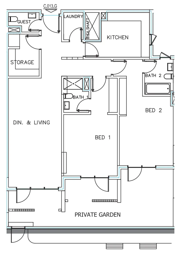 Janayen Avenue 2 bed floor plan, 1,900 sqft