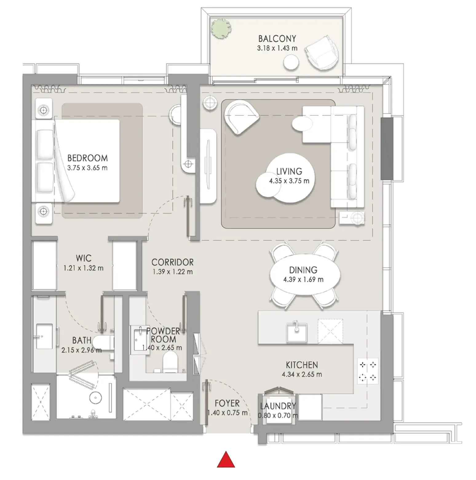 City Walk Crestlane 1 bed floor plan, 814 sqft