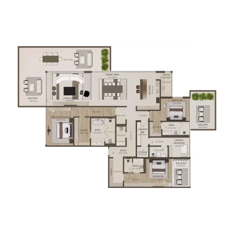 Omoria Private Residences 3 bed floor plan, 4,481 sqft