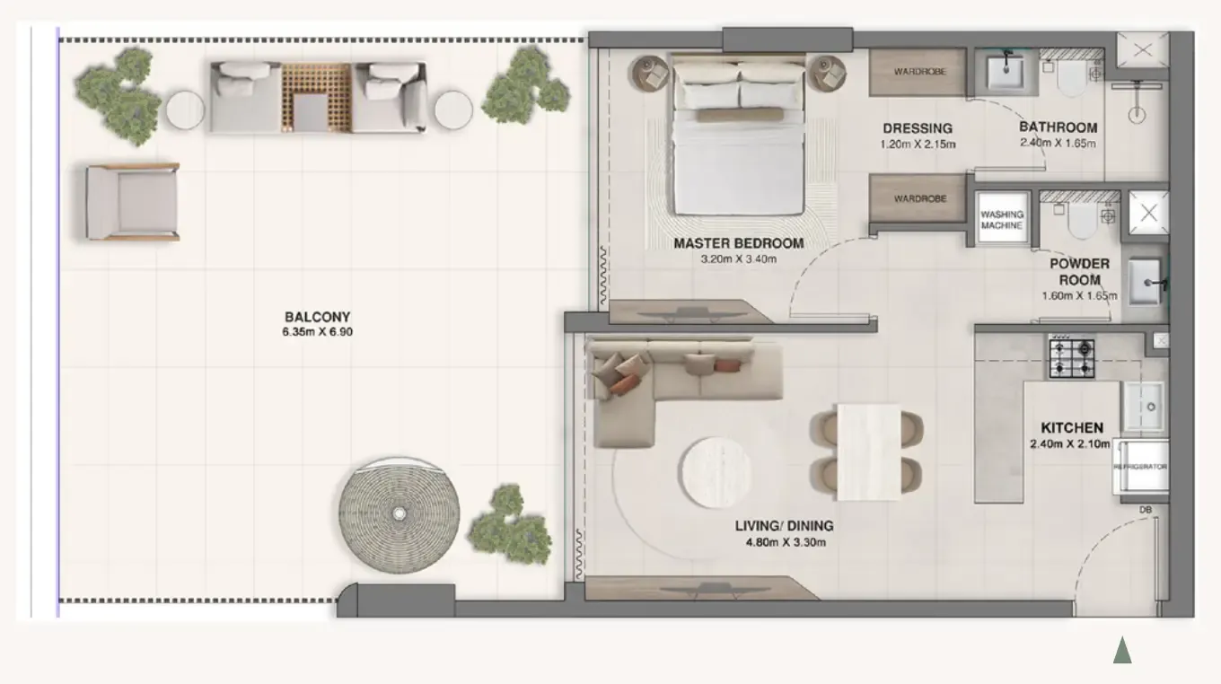 Woodland Crest 1 bed floor plan, 1,028 sqft