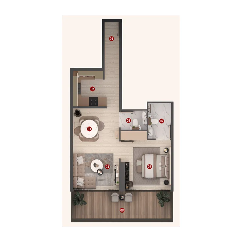 Izel by Zoya 1 bed floor plan, 746 – 862 sqft