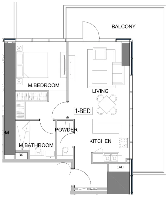 Damac Safa Gate 1 bed floor plan, 963 sqft