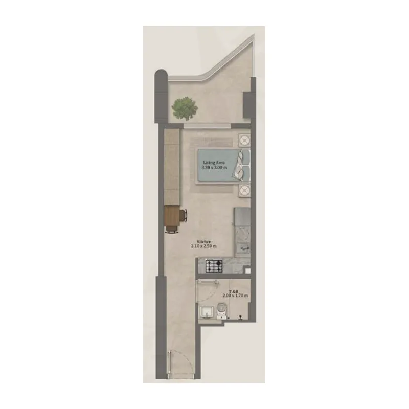 Elinor by Zoya Studio floor plan, 370 sqft