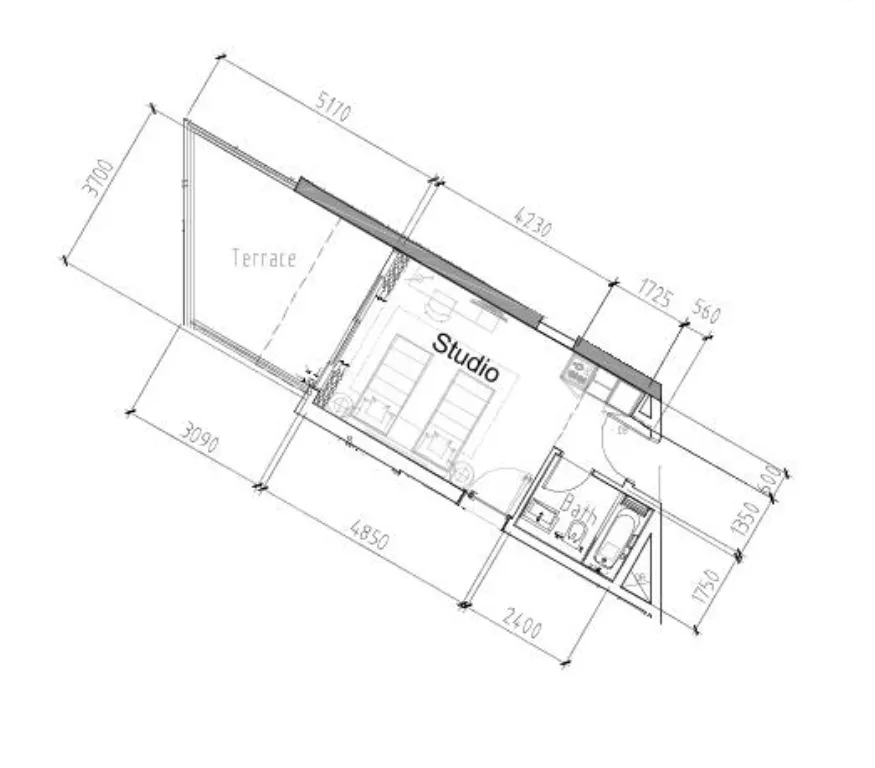 Damac Hills 2 - Hotel Edge by Rotana Studio floor plan, 462 sqft