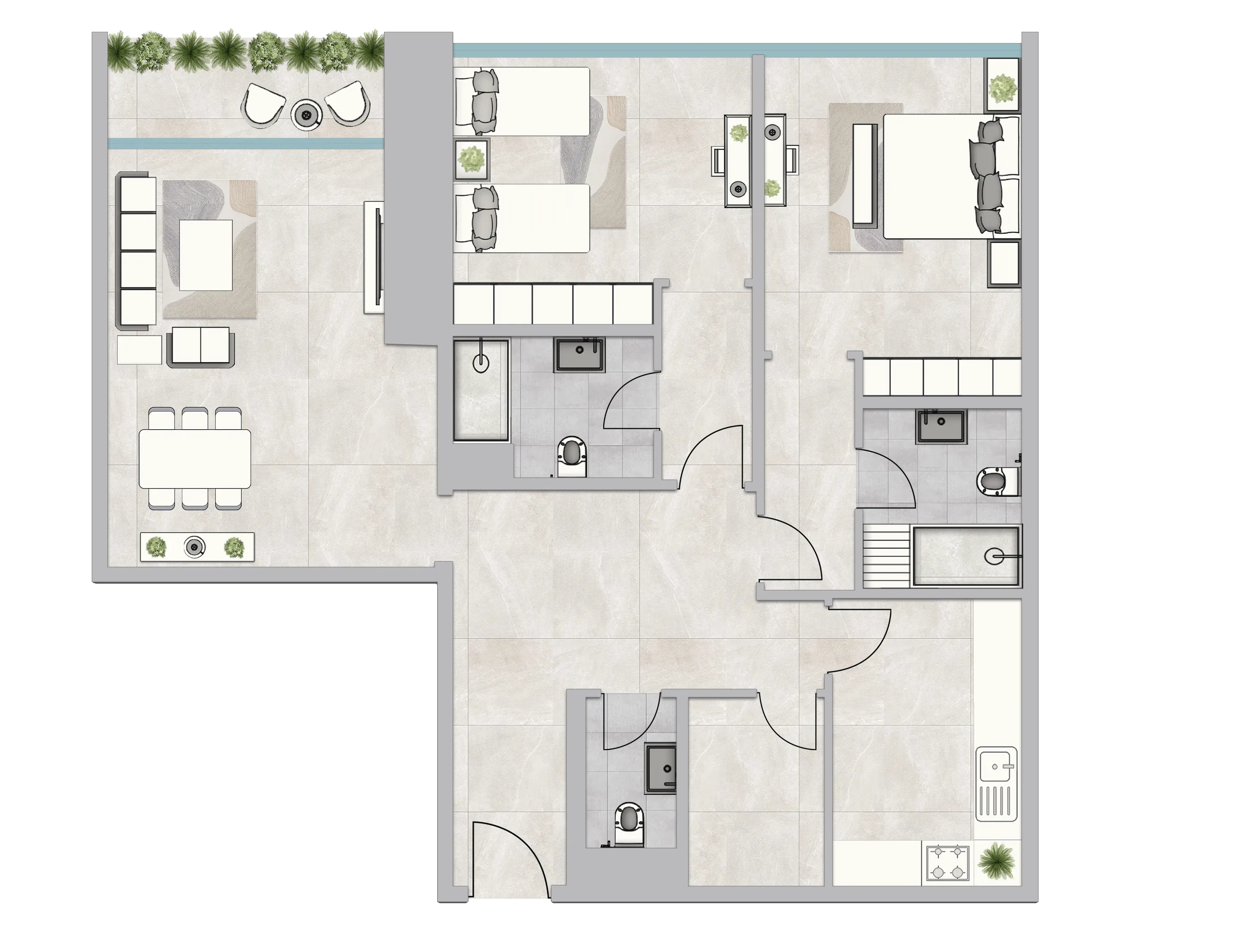 Infinity Tower 2 bed floor plan, 1,769 sqft