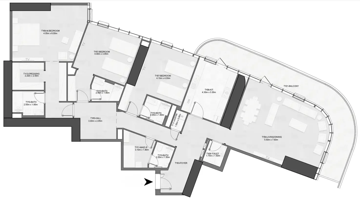 Joud Tower 3 bed floor plan, 2,782 – 2,803 sqft