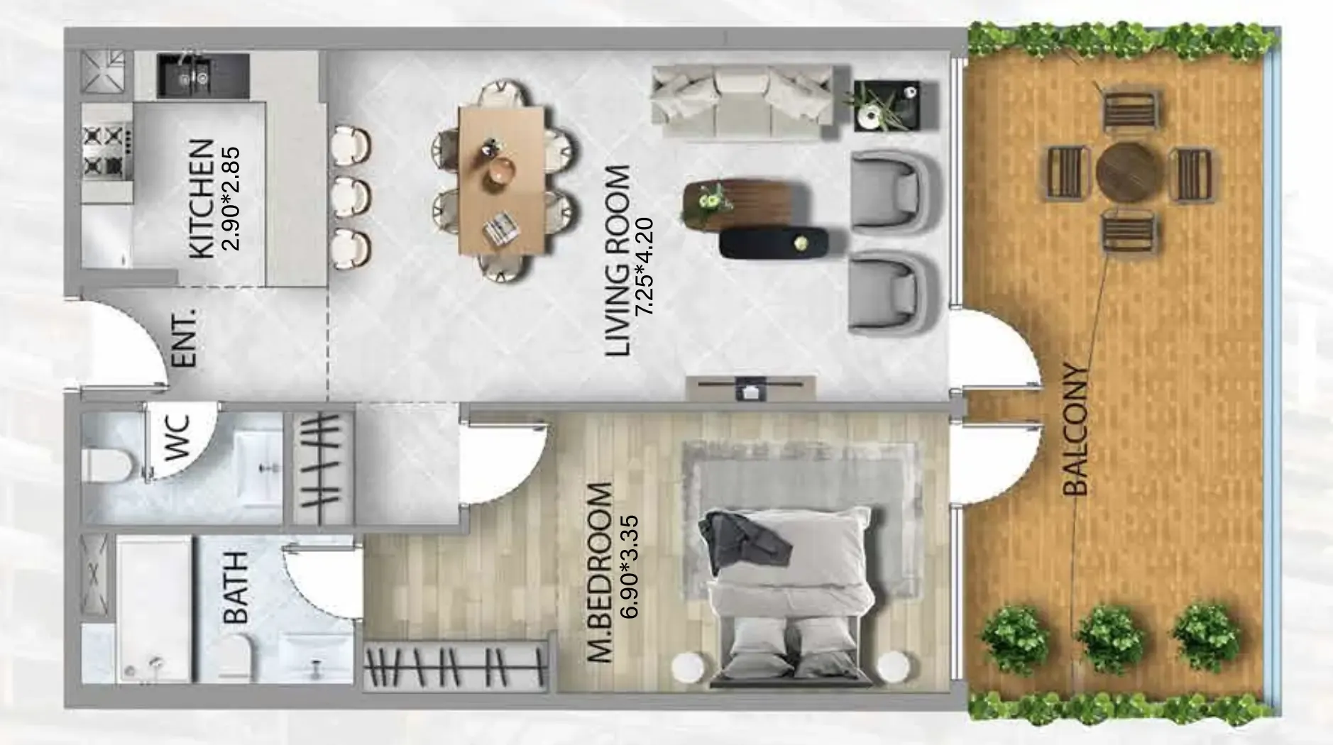 311 Boulevard 1 bed floor plan, 1,094 sqft