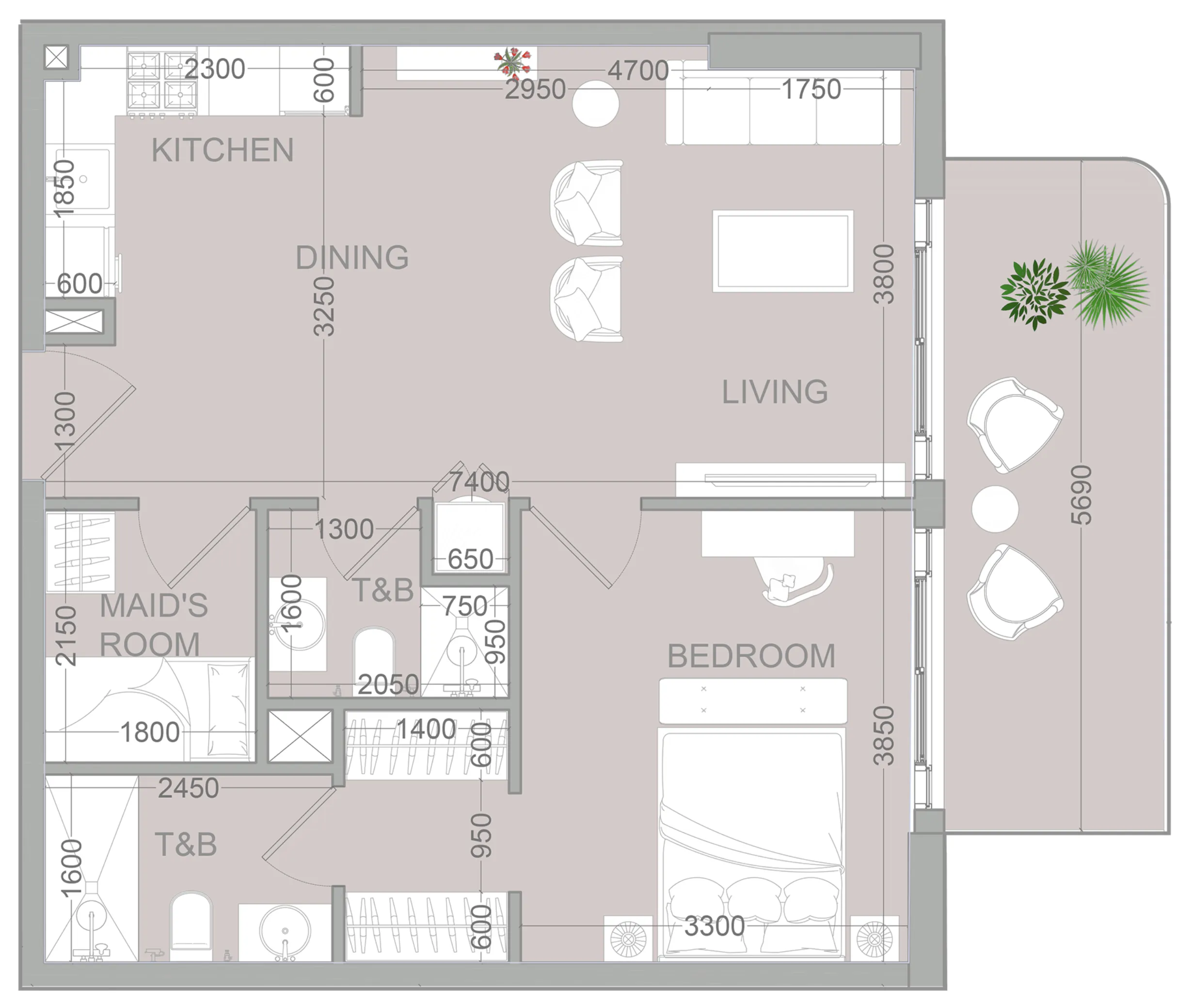 TETR1S Tower 1 bed floor plan, 780 sqft