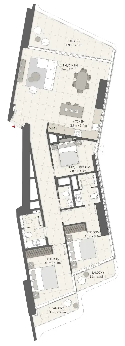 LIV Lux 2 bed floor plan, 1,544 – 1,545 sqft