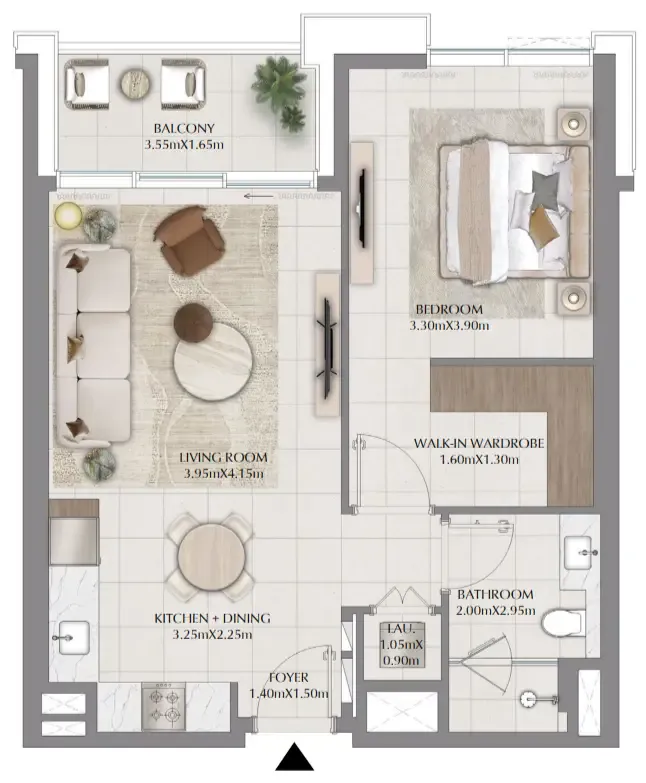 Terra Woods 1 bed floor plan, 764 sqft