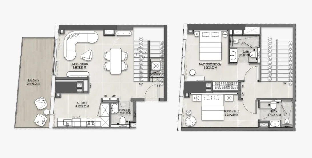 The Artery Residences 2 bed floor plan, 1,124 – 2,144 sqft