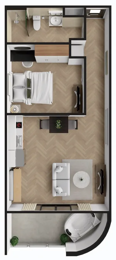 The Zero Bang Tao 1 bed floor plan, 431 – 506 sqft