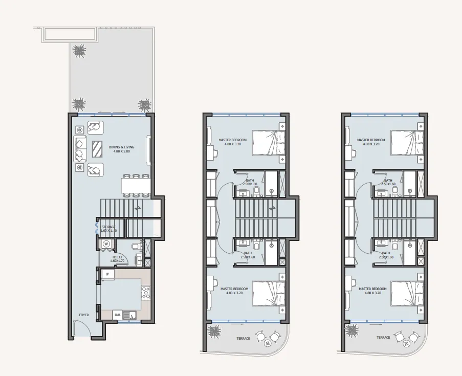 Baia 4 bed floor plan, 2,581 sqft