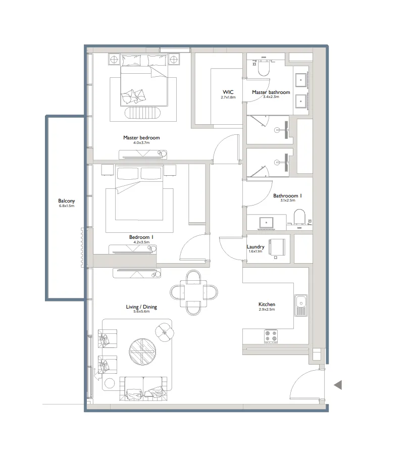 Serenia District East Residences 2 bed floor plan, 1,352 – 2,497 sqft