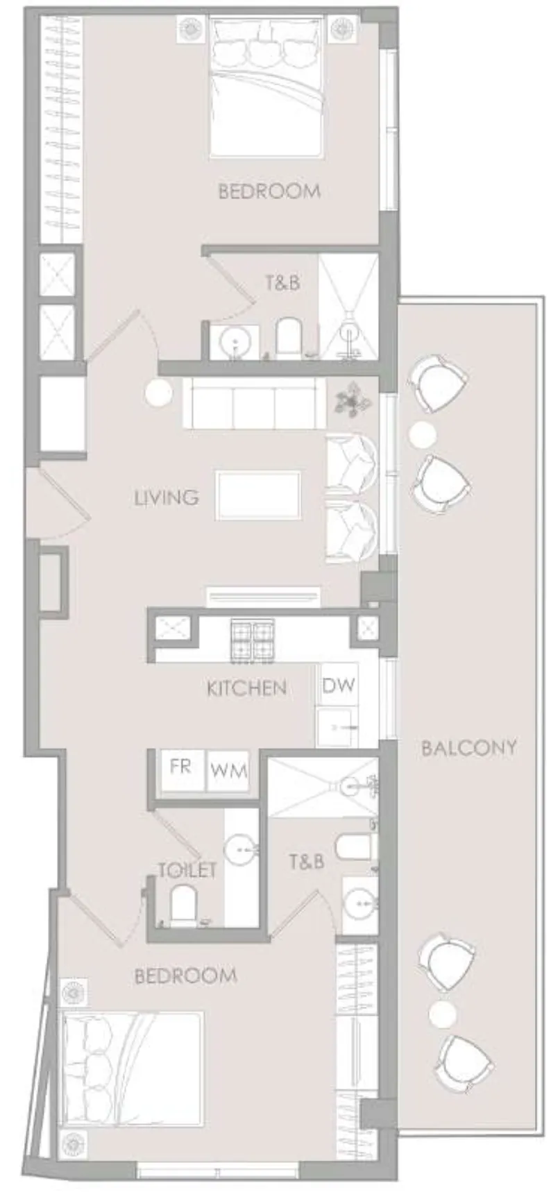 IR1DIAN Park 2 bed floor plan, 1,073 sqft