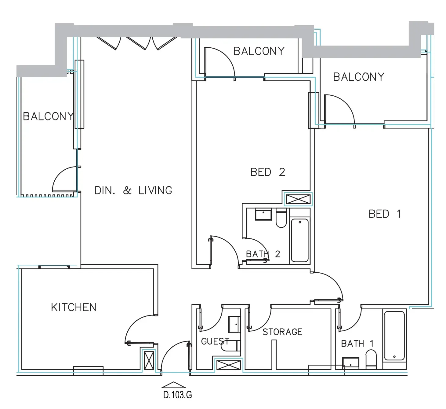 Janayen Avenue 2 bed floor plan, 1,586 sqft