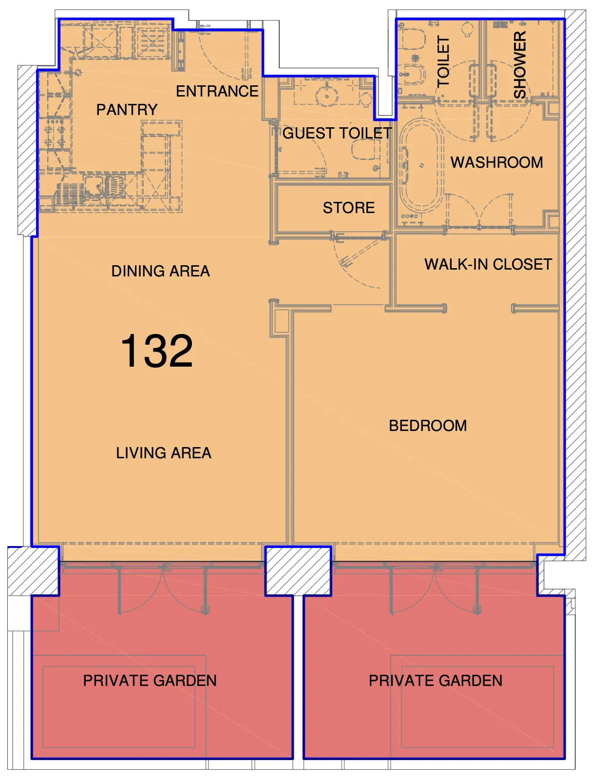 Fairmont Marina Residences 1 bed floor plan, 1,003 sqft