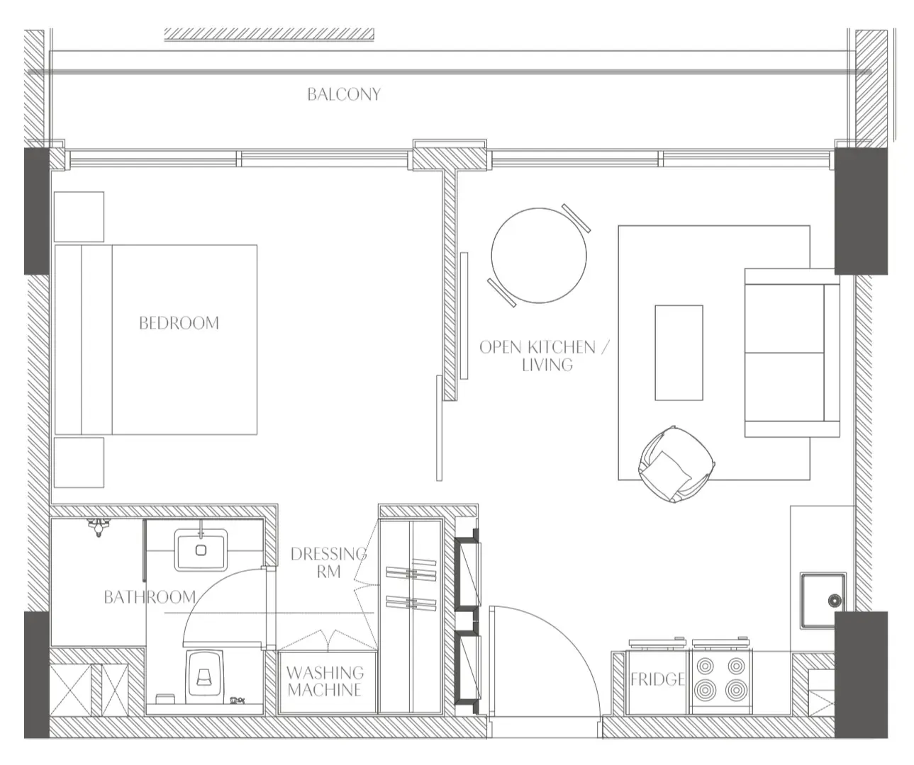 Creekside Residence 1 bed floor plan, 509 sqft