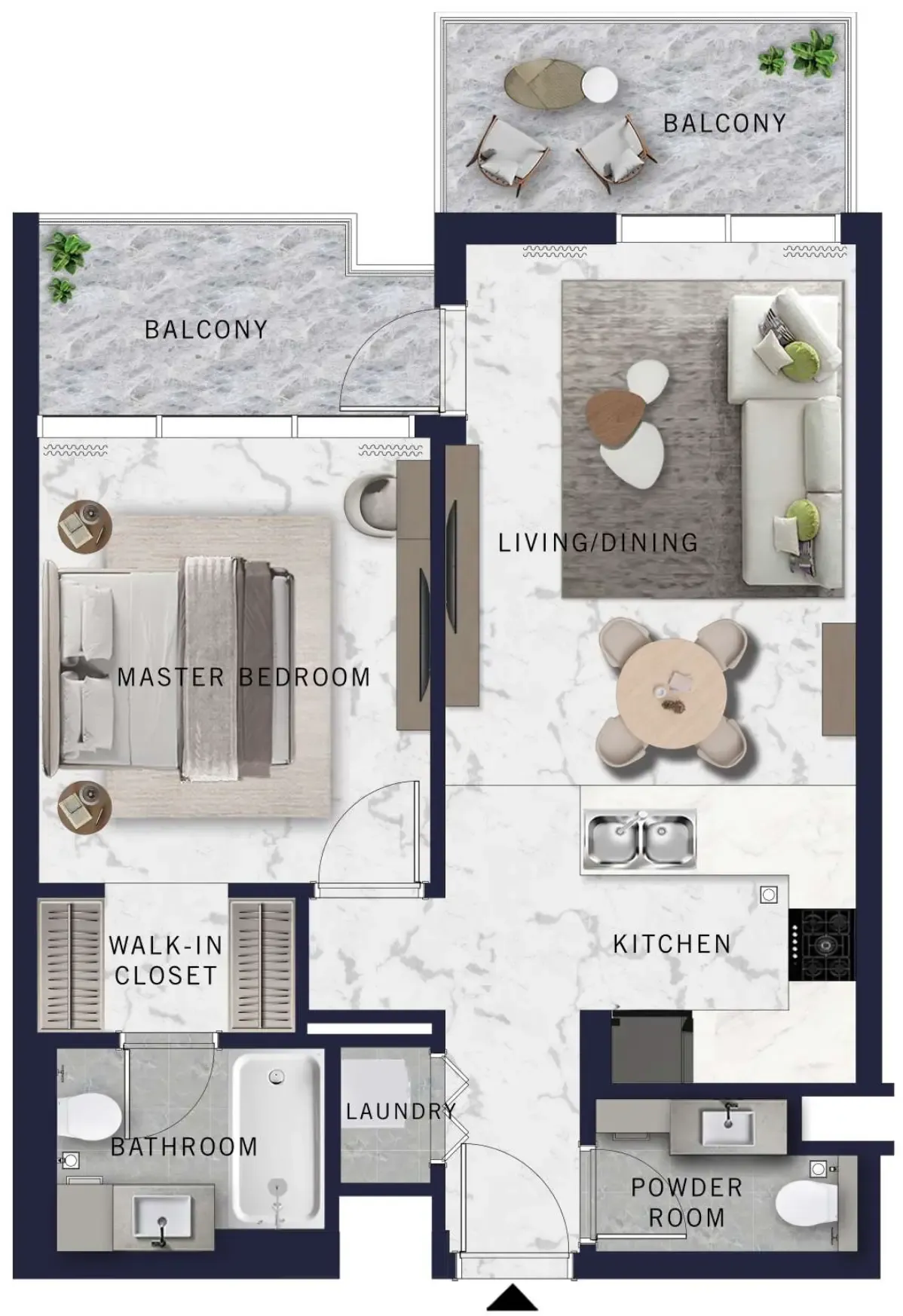 DoubleTree by Hilton 1 bed floor plan, 803 sqft