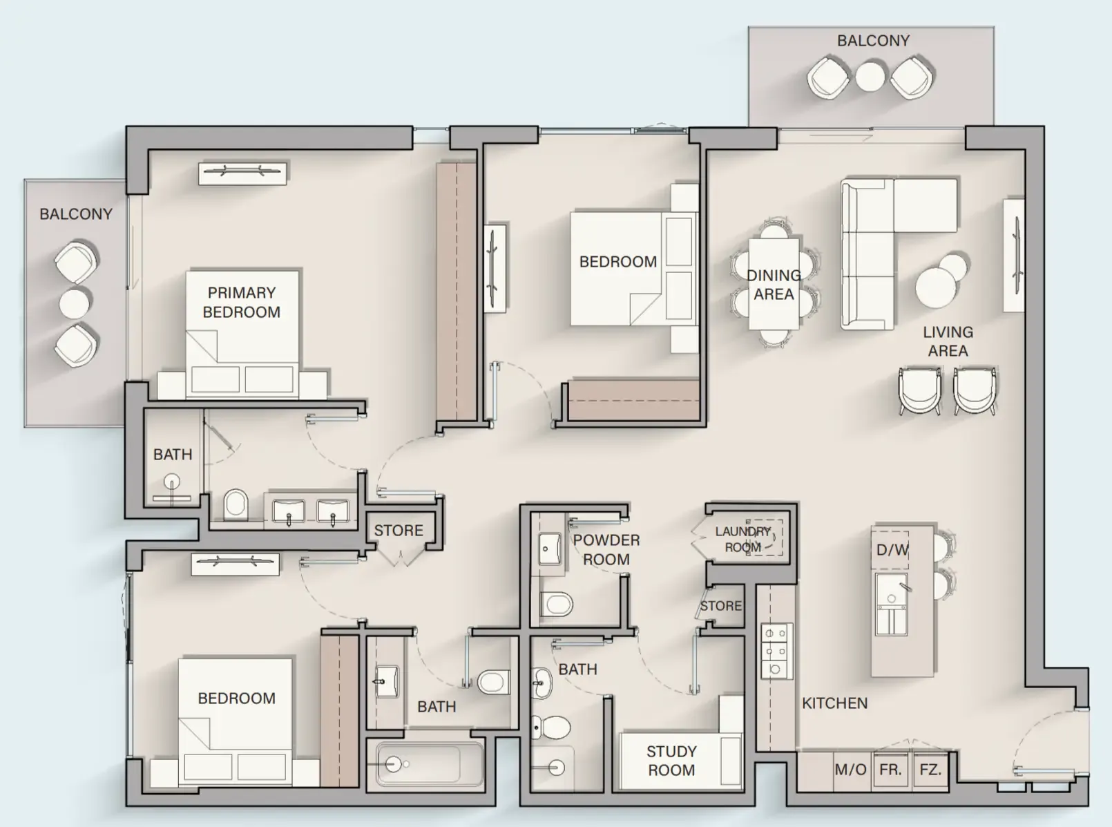 Belgravia Gardens 3 bed floor plan, 1,770 sqft