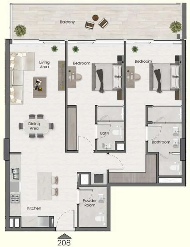 Saddlewood Park 2 bed floor plan, 1,177 sqft