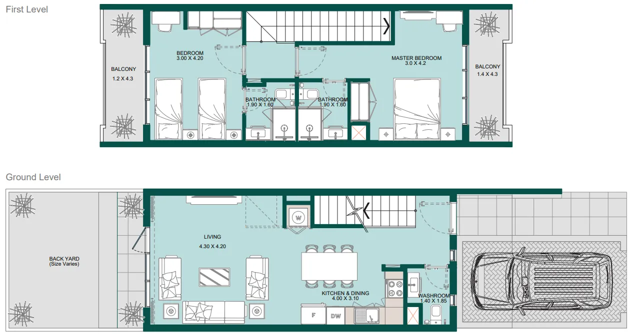 Reportage Village 2 bed floor plan, 1,566 – 1,577 sqft