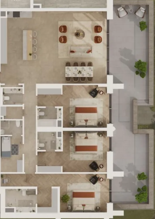Sama Yas 3 bed floor plan, 3,084 sqft