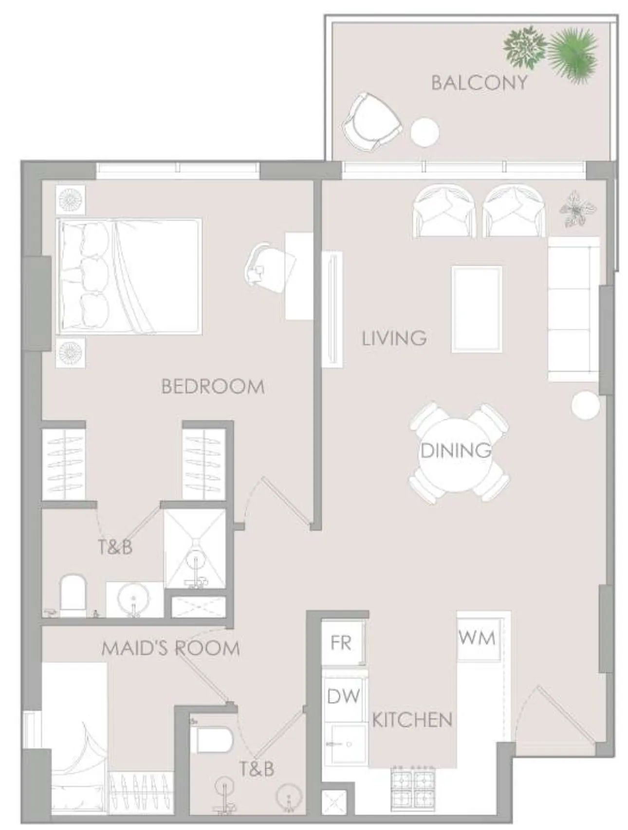 IR1DIAN Park 1 bed floor plan, 835 sqft