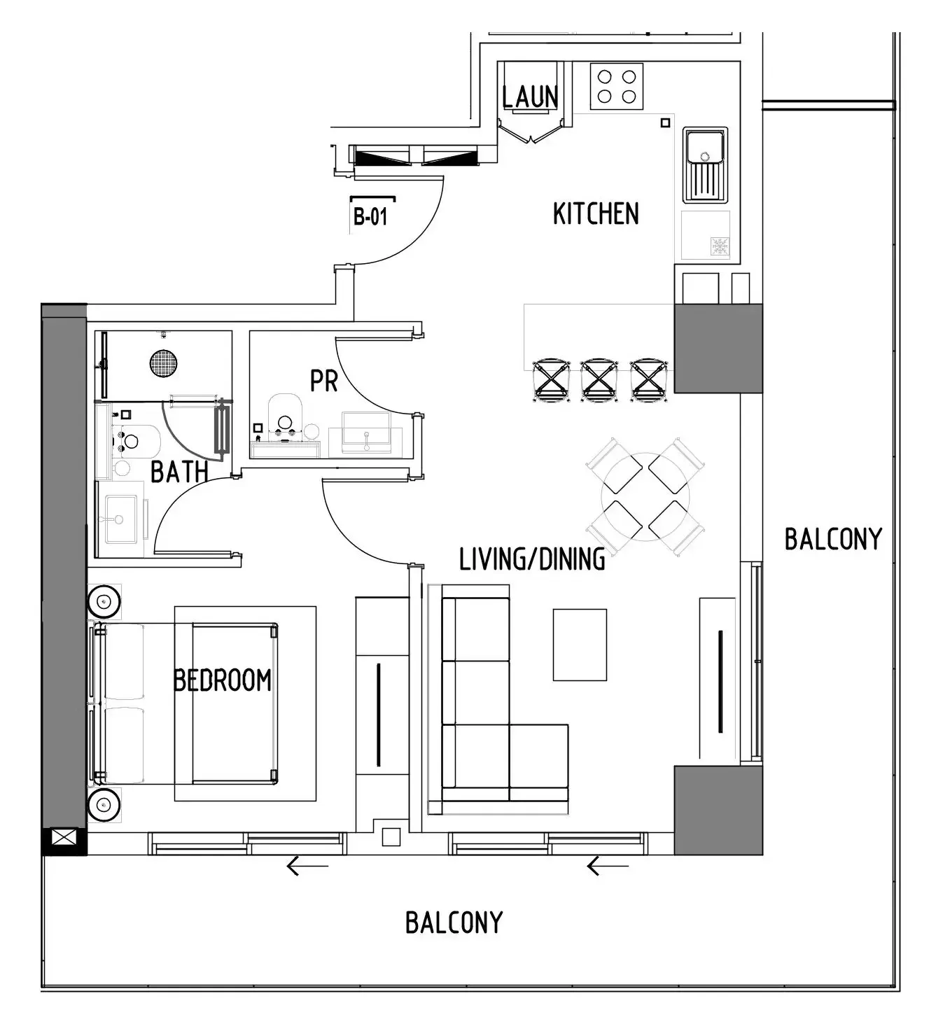 Chelsea Residences 1 bed floor plan, 921 sqft