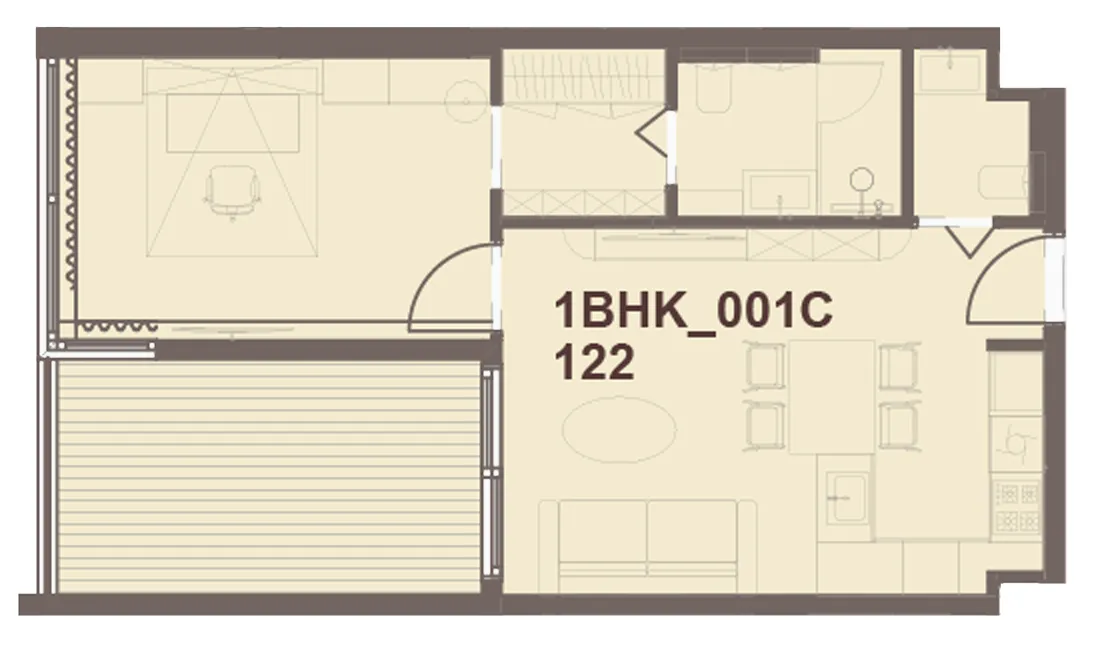 J-Haus Residence 1 bed floor plan, 679 sqft