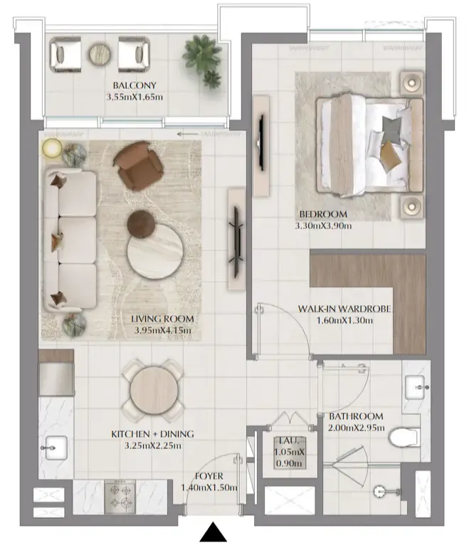 Terra Woods 1 bed floor plan, 742 sqft
