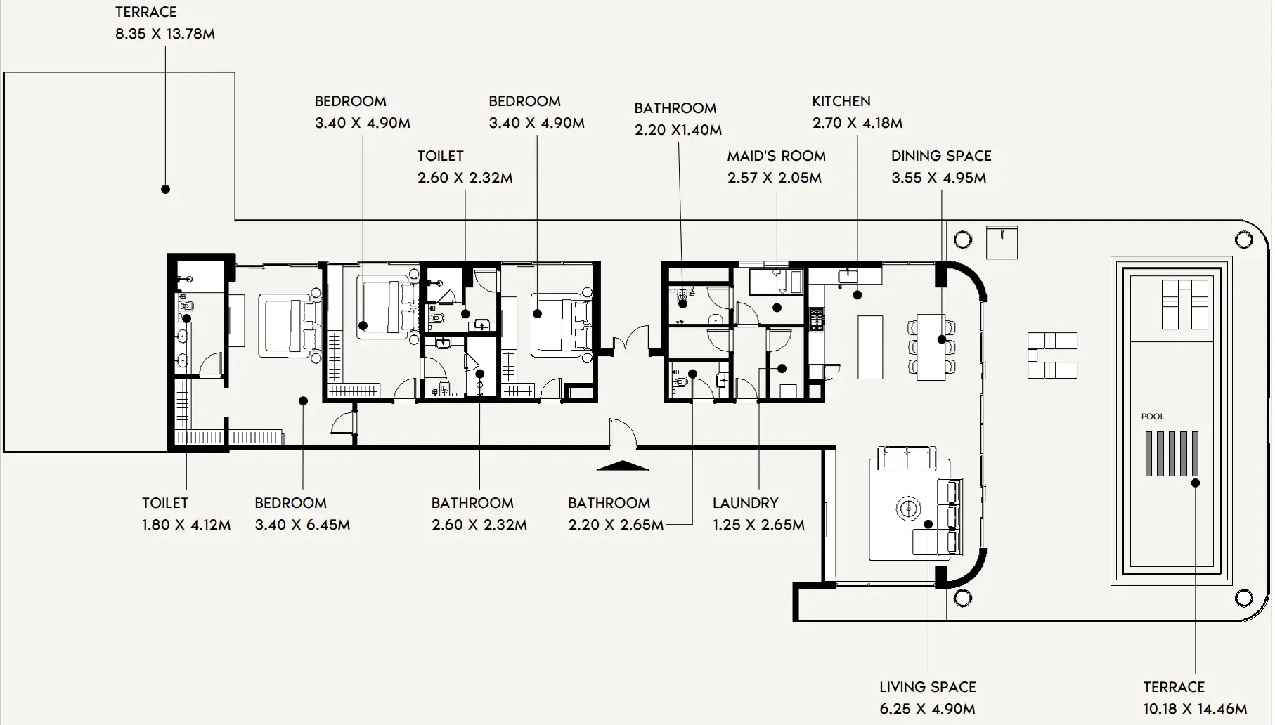 Jaddaf Beach Oasis 3 bed floor plan, 5,671 sqft