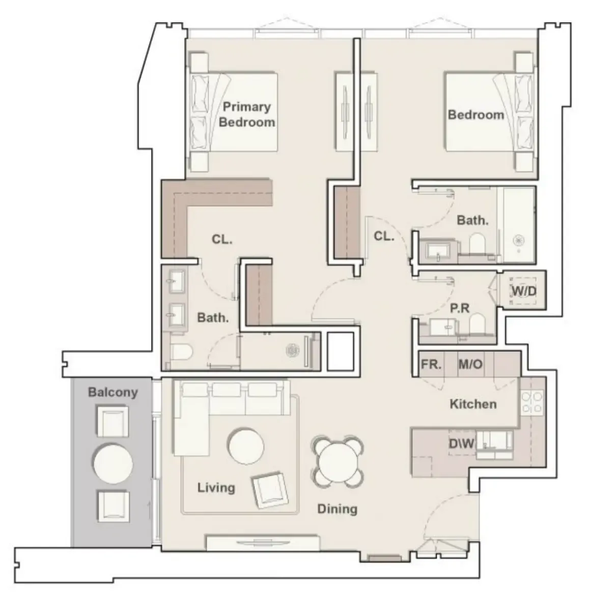 Eltiera Views 2 bed floor plan, 1,221 sqft