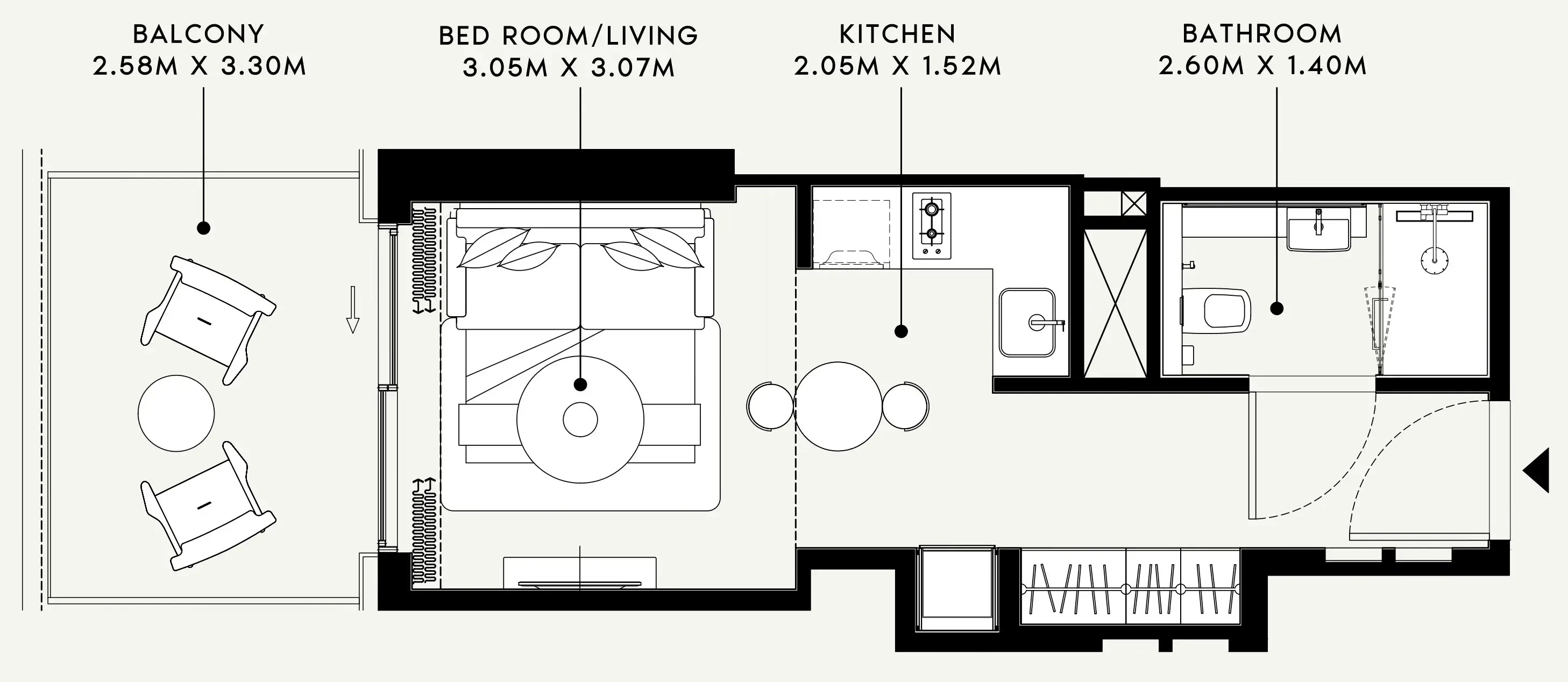 Azizi Venice Studio floor plan, 404 sqft