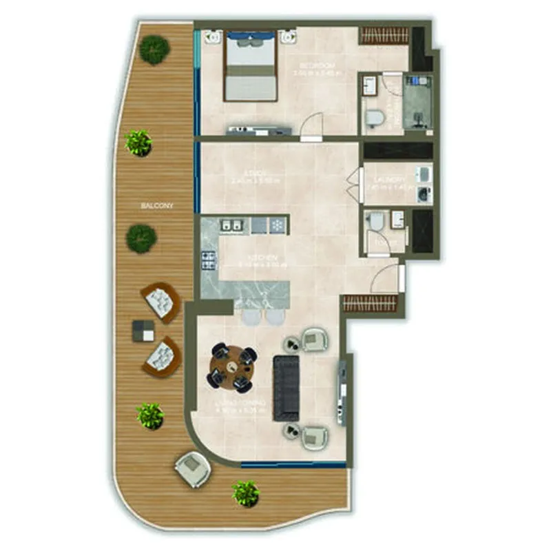 Nova Tower 1 bed floor plan, 1,522 sqft