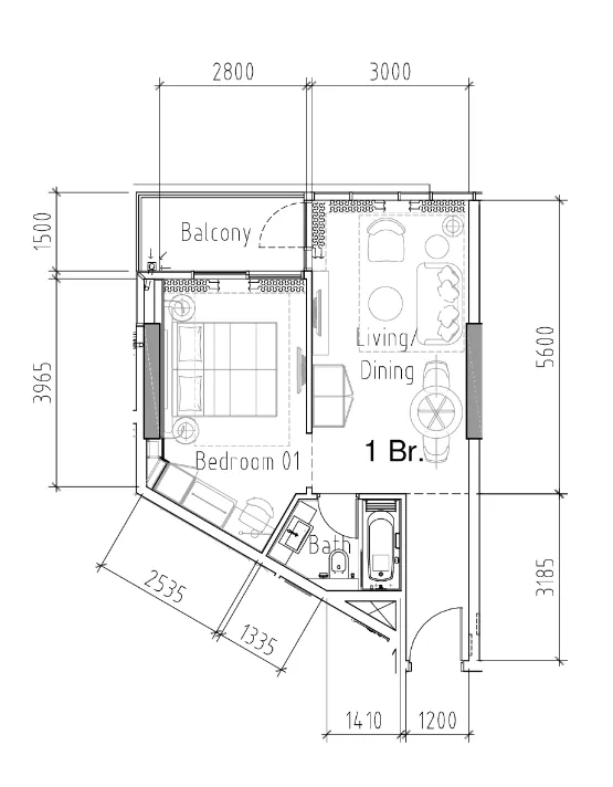 Damac Hills 2 - Hotel Edge by Rotana 1 bed floor plan, 506 sqft