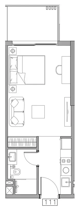 Trevino Studio floor plan, 394 sqft