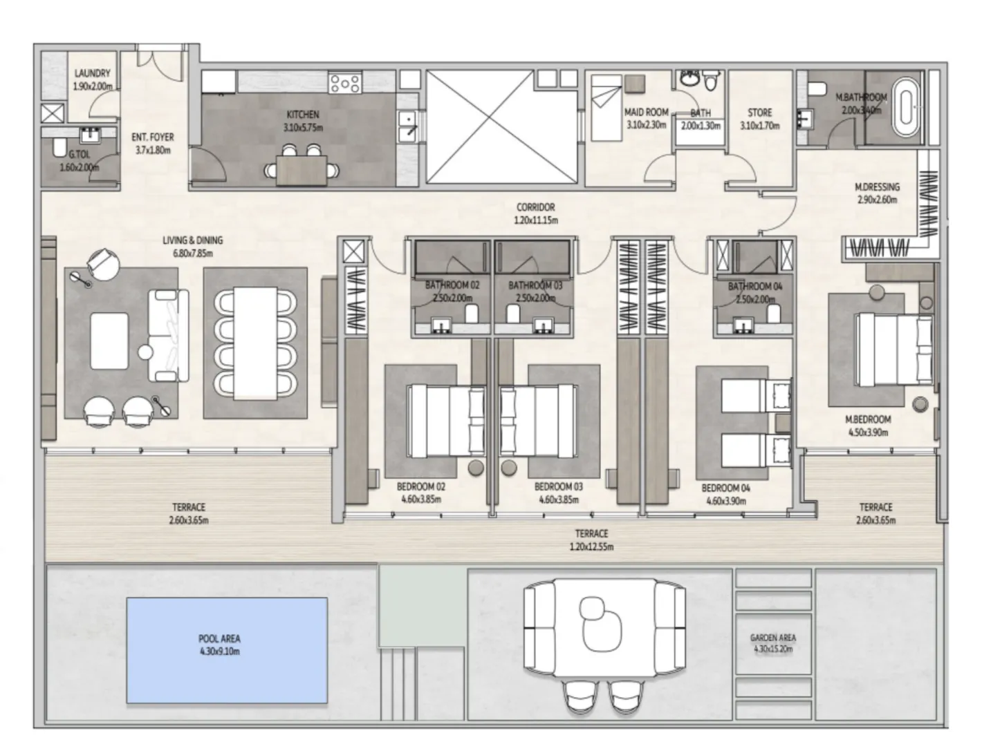 Vista Del Mar 4 bed floor plan, 4,350 sqft
