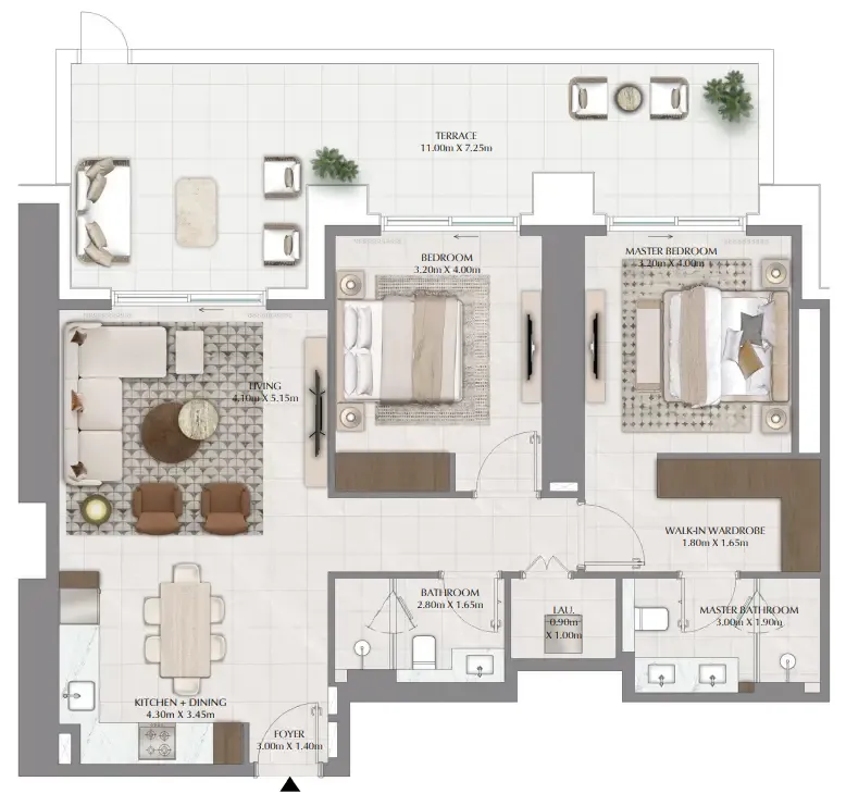 Lyvia By Palace 2 bed floor plan, 1,419 sqft