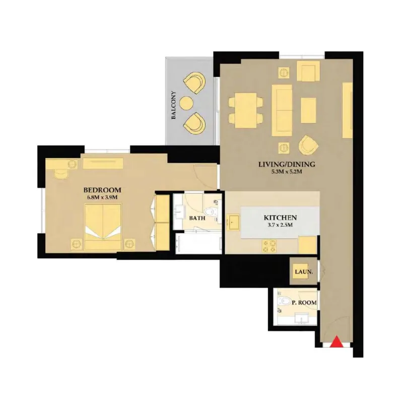 Riva Residence 1 bed floor plan, 1,083 sqft