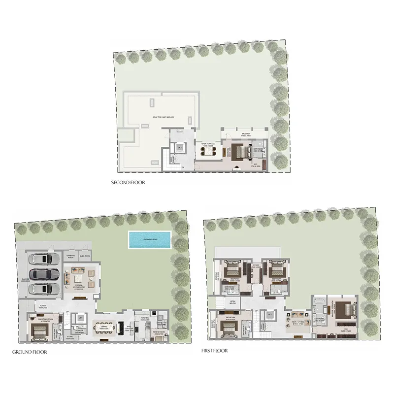 The Grove at Sobha Sanctuary 6 bed floor plan, 7,104 – 7,219 sqft