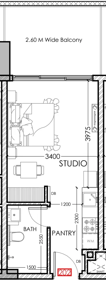 Al Haseen Residences 5 Studio floor plan, 383 sqft