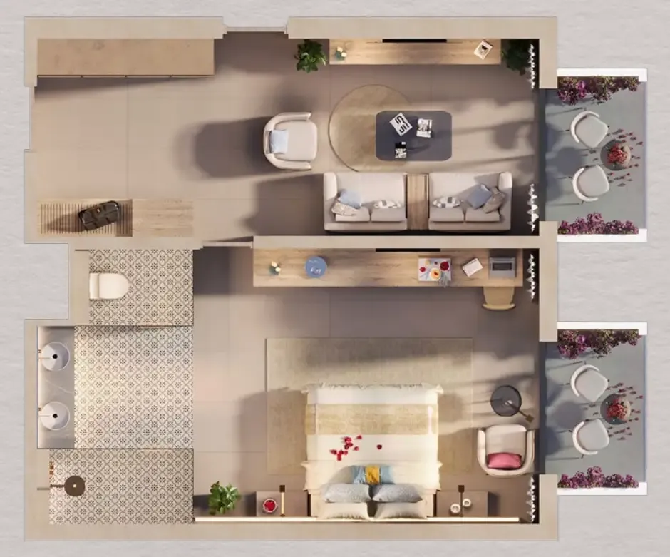 The Heart of Europe - Marbella Resort Hotel, Vignette Collection 1 bed floor plan, 918 – 932 sqft
