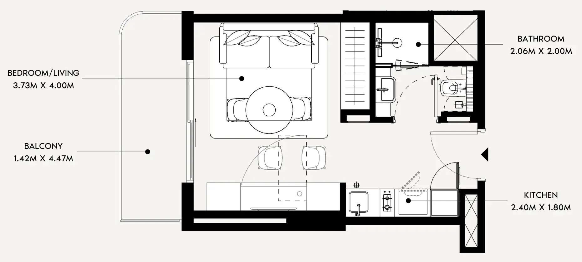 Azizi Leily Studio floor plan, 337 sqft