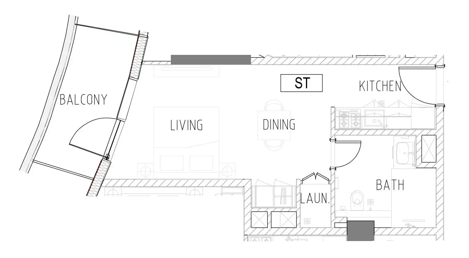 Altitude de Grisogono Studio floor plan, 490 sqft