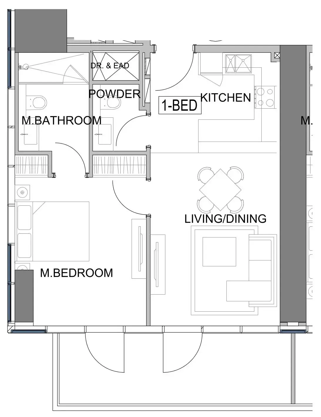 Damac Safa Gate 1 bed floor plan, 757 sqft