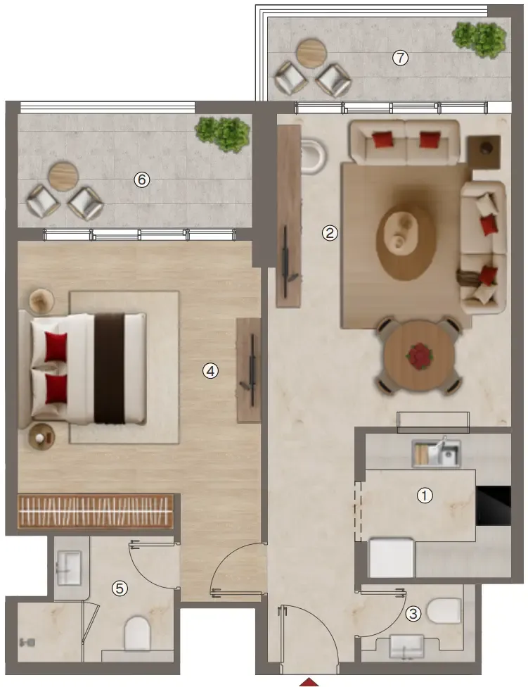 Ramada Residences by Wyndham 1 bed floor plan, 880 – 1,692 sqft
