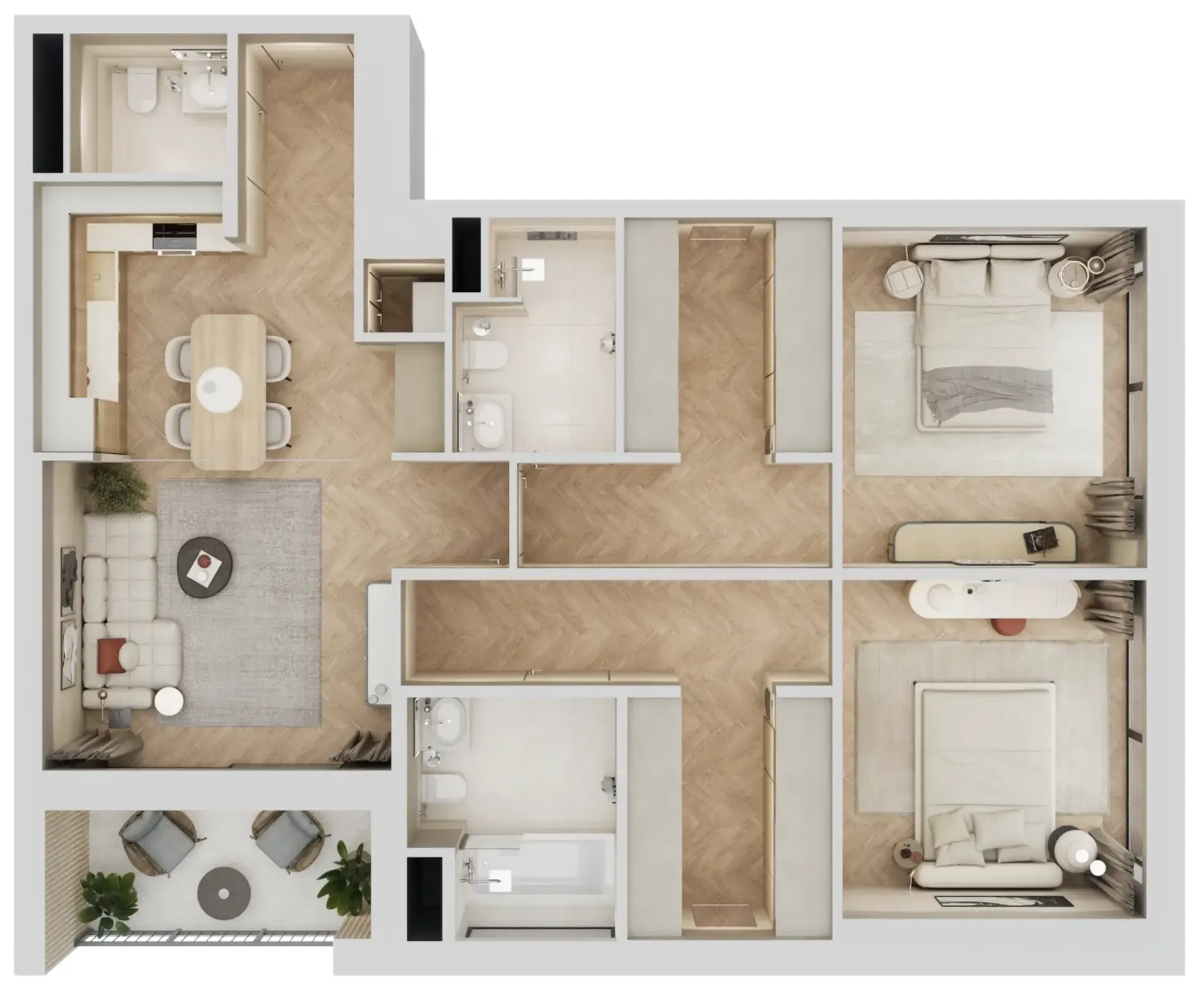 Arisha Terraces 2 bed floor plan, 1,181 sqft