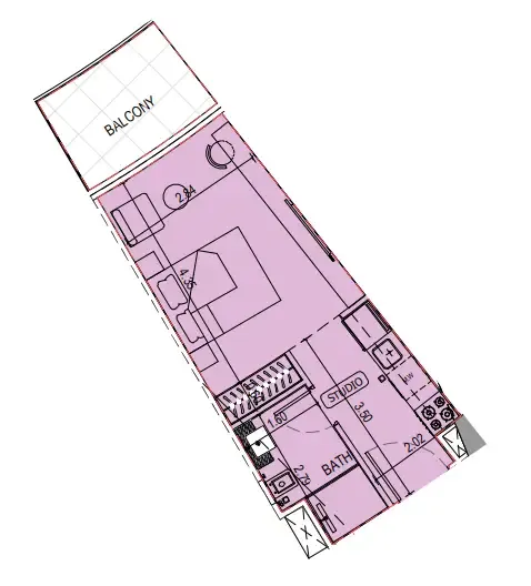 Binghatti Sky Terraces Studio floor plan, 360 sqft