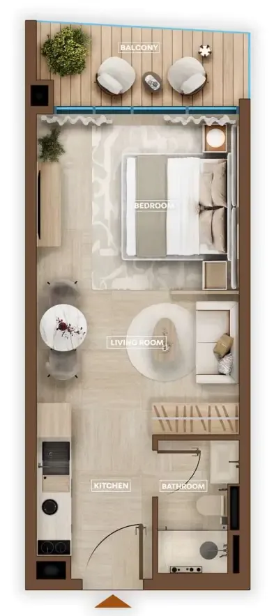 Sky Hills Astra Studio floor plan, 385 sqft